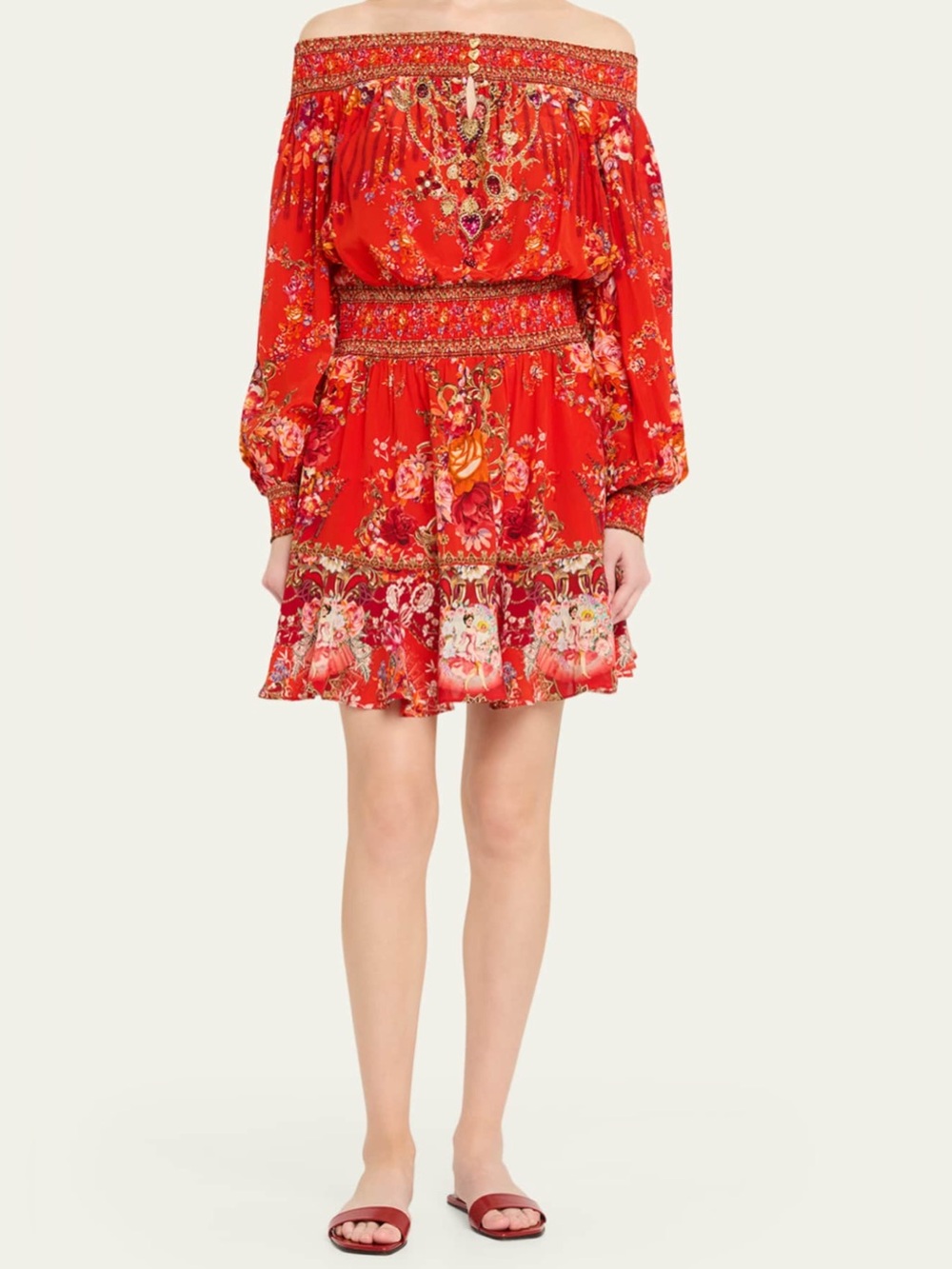 AUTH WOMEN’S CAMILLA OFF SHOULDER SHORT DRESS IN OLÉ OLÉ SZ XXS